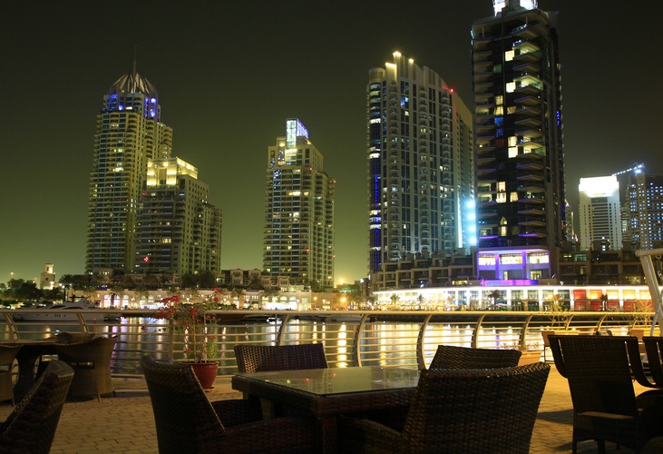 Dubai Marina from City Port cafe view, Dubai, UAE