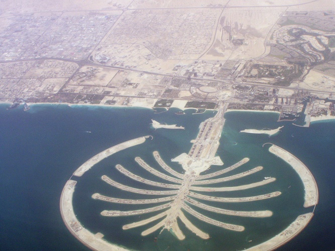 Palm Islands in Dubai, United Arab Emirates \u002D view from plane