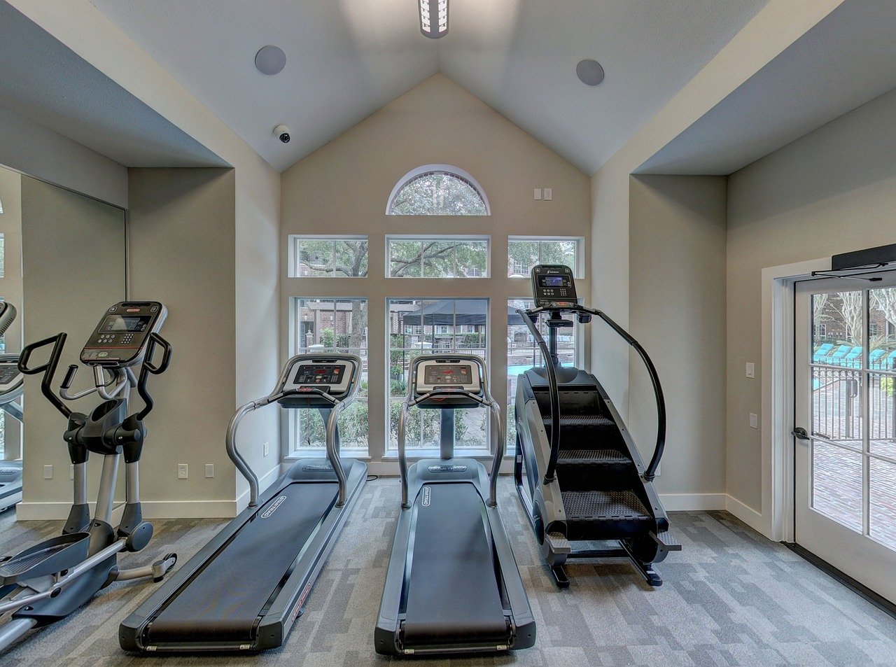 Several home devices like treadmills for exercising.