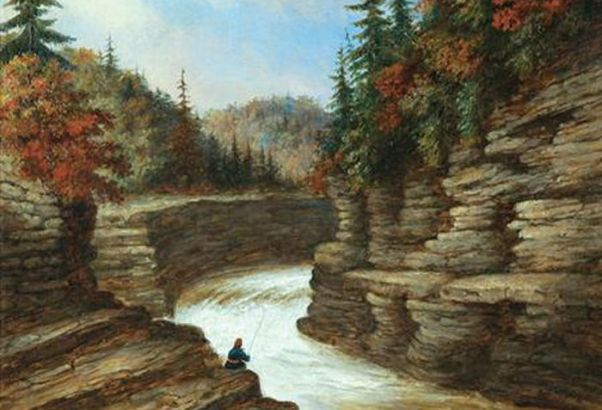 River_Gorge,_Autumn,_oil_painting_by_Cornelius_Krieghoff,_1854 River_Gorge,_Autumn,_oil_painting_by_Cornelius_Krieghoff,_1854