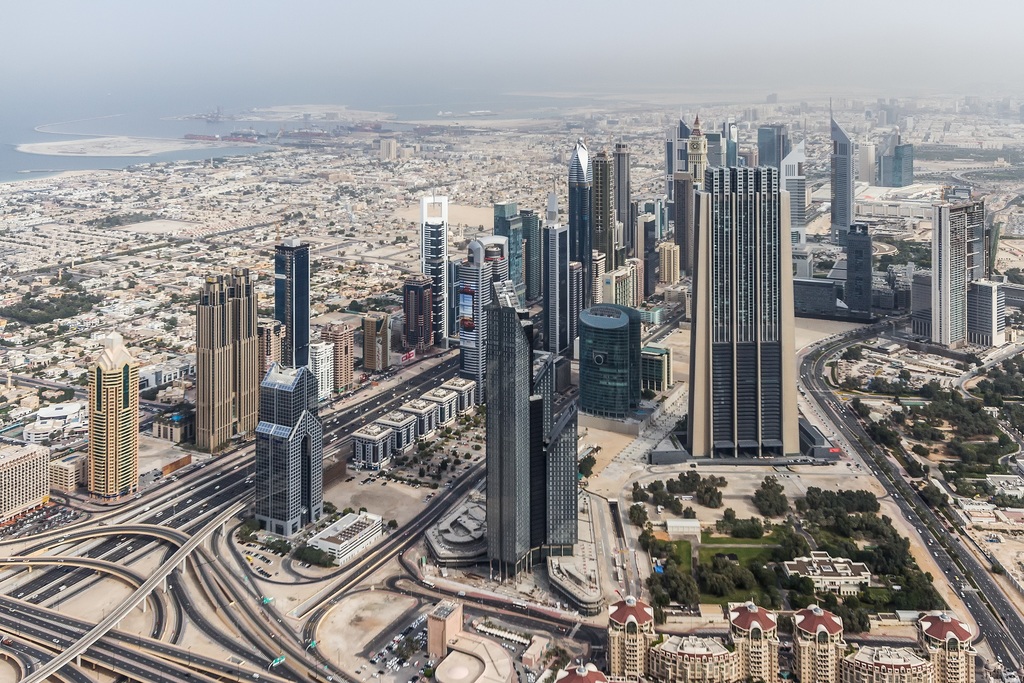 Dubai city from Atop Burj Khalifa