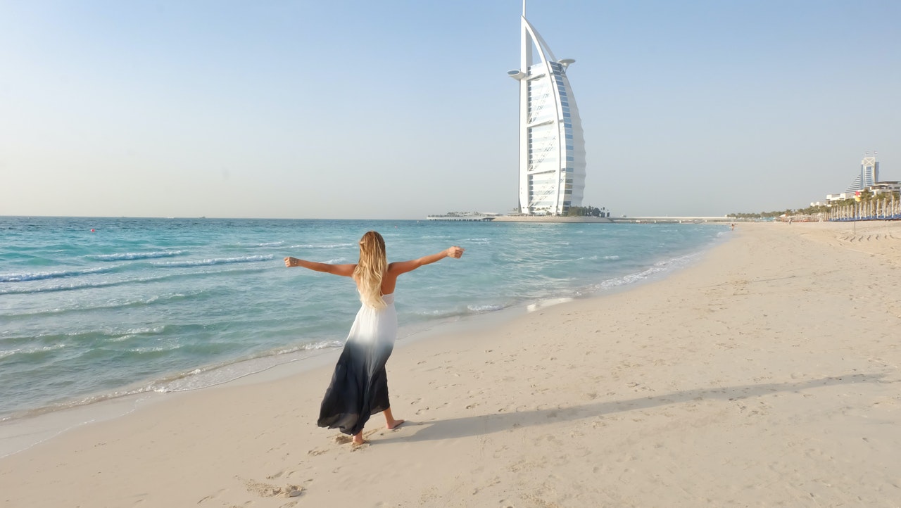 Woman at Dubai' beach