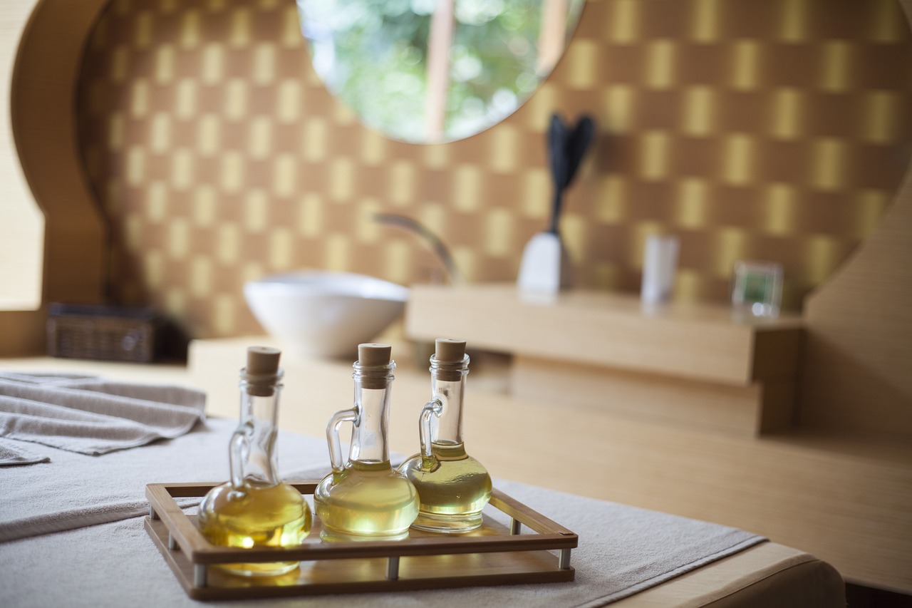 massage oil and spa room