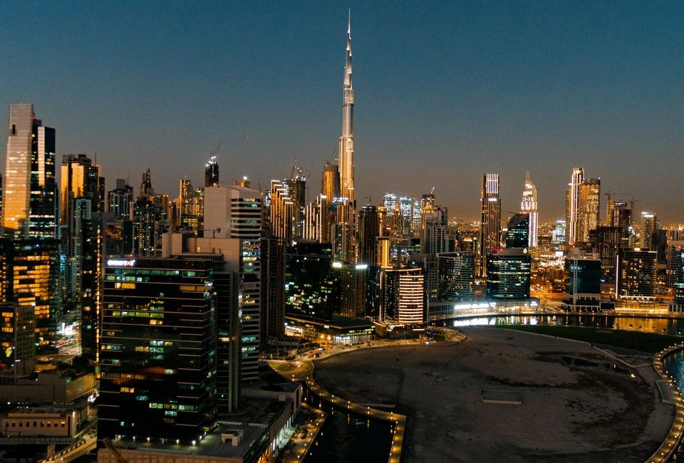 Dubai city skyline during night